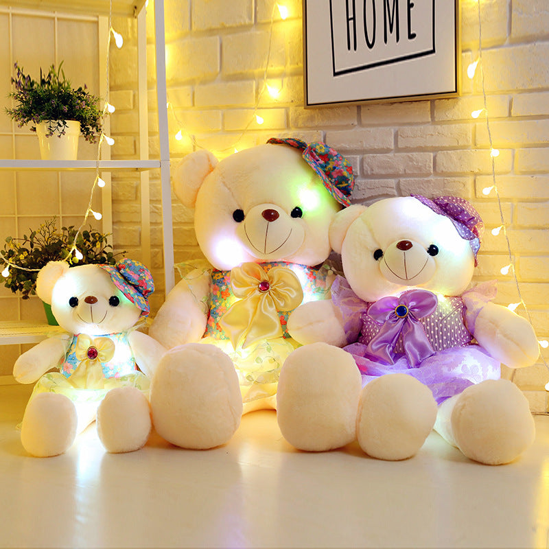 New Luminous Teddy Bear Large Doll Plush Toy Colorful Skirt Bear Pillow Doll Birthday Gift
