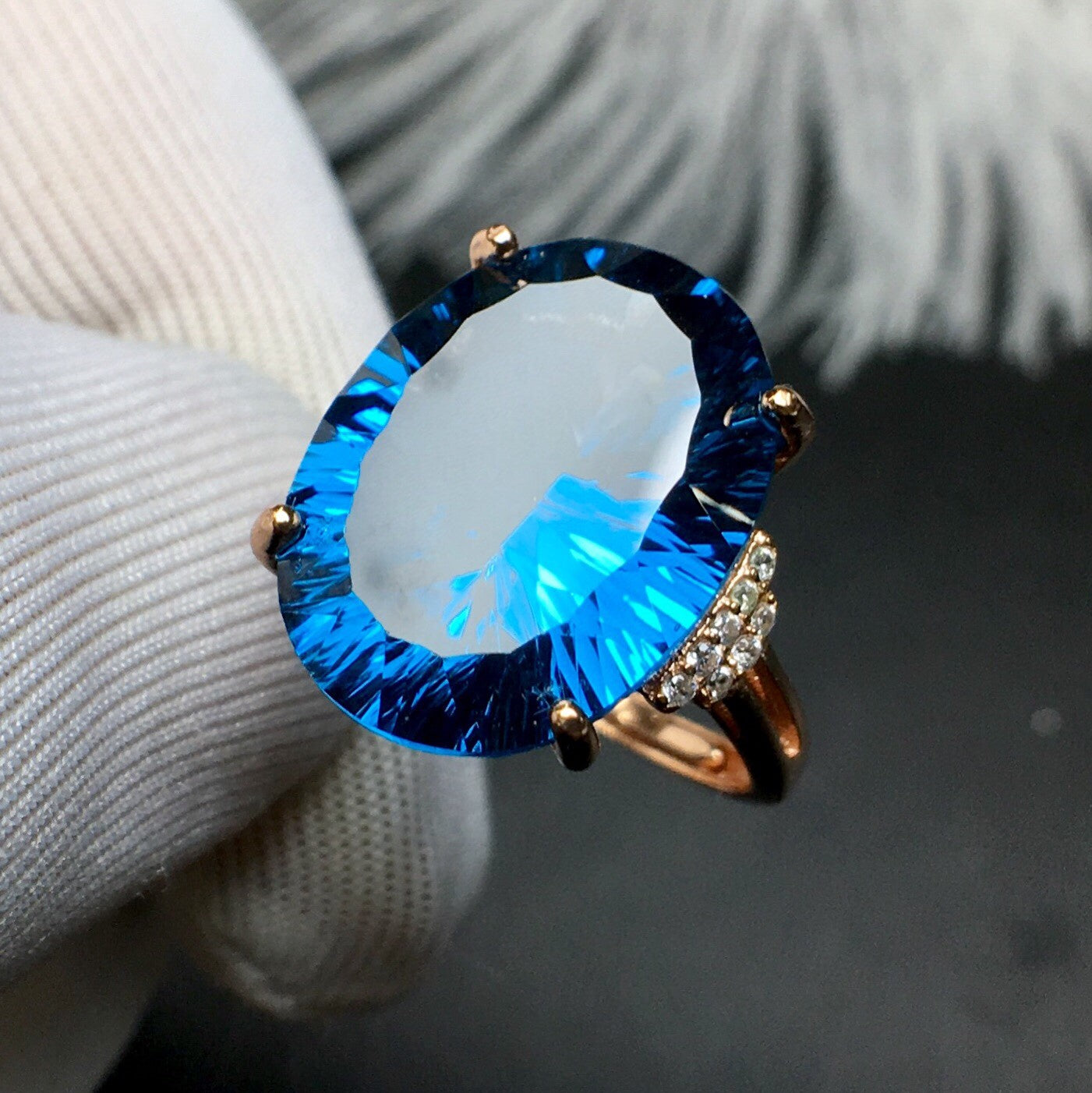 Blue Topaz Ring S925 Silver Inlaid