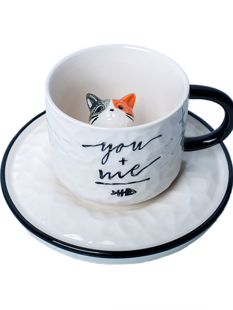 Cute Kitten Ceramic Cat Paw Cup