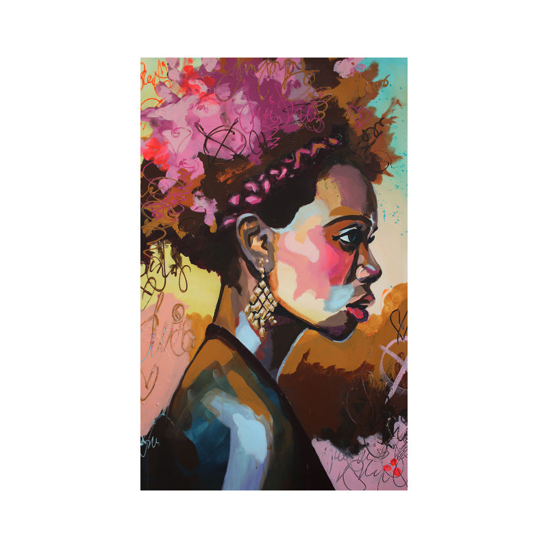 Color Graffiti Art Painting Africa Girl Abstract Oil Painting Printing Posters And Modern Home Wall Decoration