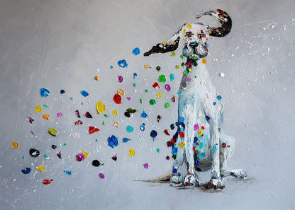 Colorful Doodle Dog Canvas Painting Home Decor