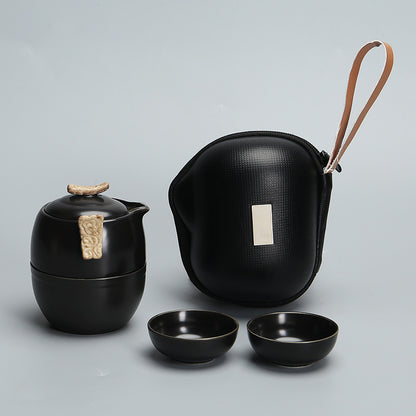 One pot and three cups travel tea set