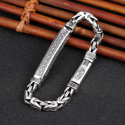 Retro Fashion Peace Pattern Men's Bracelet Thick Style