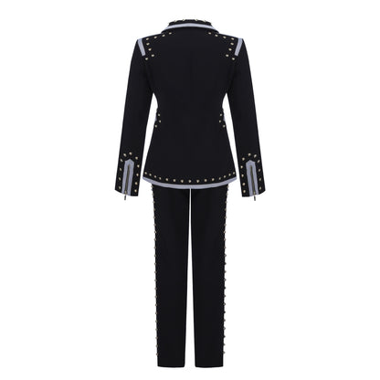 Long-Sleeved All-match Clothing Suit Women's Early Autumn New Gold Velvet Zipper Two-Piece Suit Flared Trousers