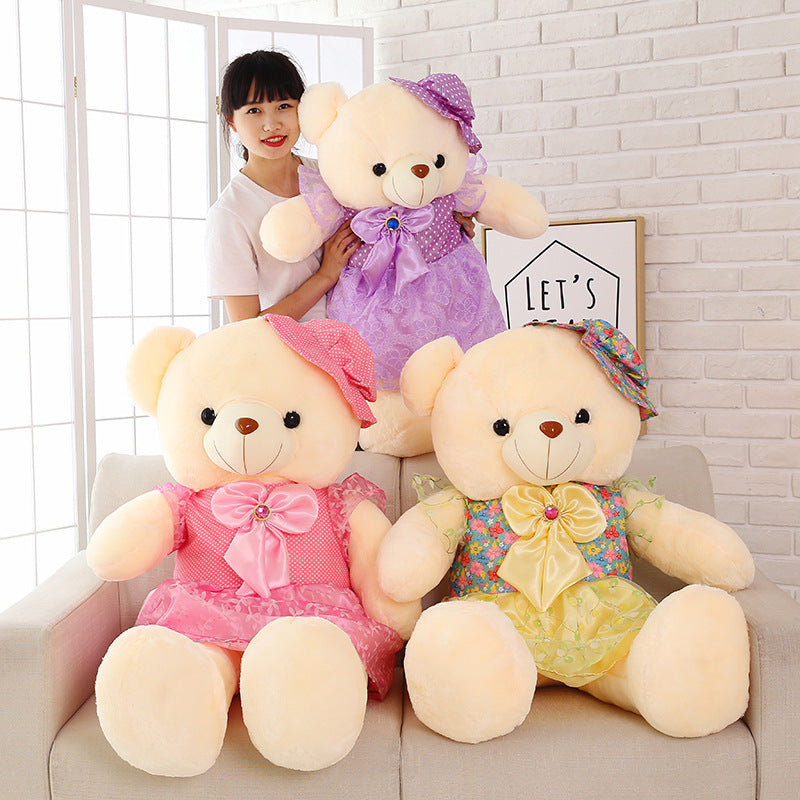 New Luminous Teddy Bear Large Doll Plush Toy Colorful Skirt Bear Pillow Doll Birthday Gift