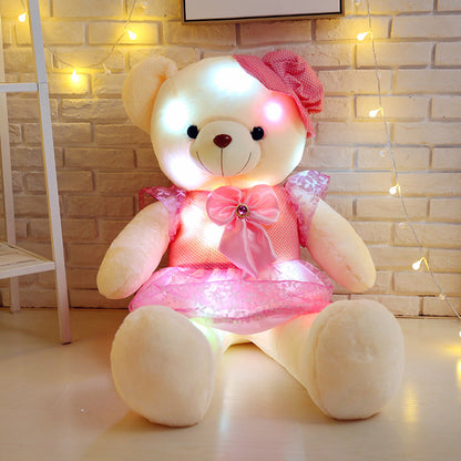 New Luminous Teddy Bear Large Doll Plush Toy Colorful Skirt Bear Pillow Doll Birthday Gift