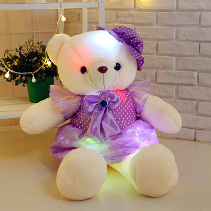 New Luminous Teddy Bear Large Doll Plush Toy Colorful Skirt Bear Pillow Doll Birthday Gift