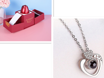 2023 Hot and Trending Valentine's Day Gifts Metal Rose Jewelry Gift Box Necklace For Wedding Girlfriend Necklace Gifts