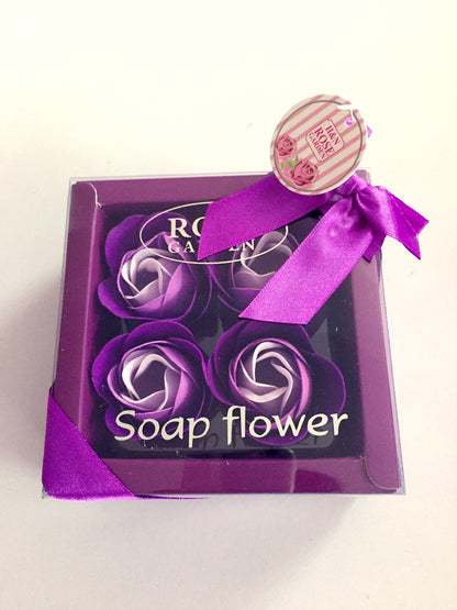 4 Rose Soap Flowers Gift Box For Valentine's Day