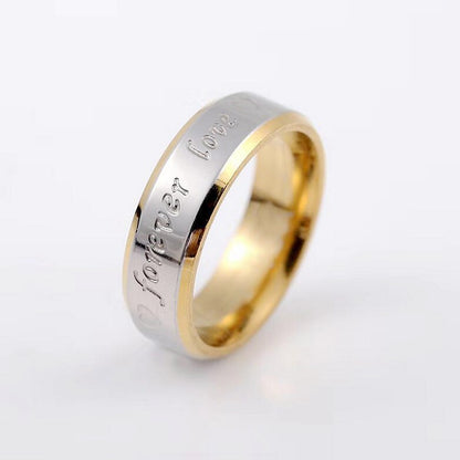 Titanium Steel Couple Ring 18K Gold Ring