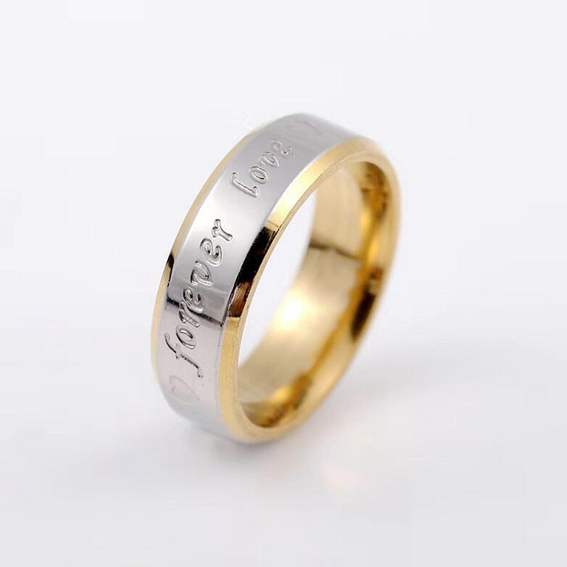 Titanium Steel Couple Ring 18K Gold Ring