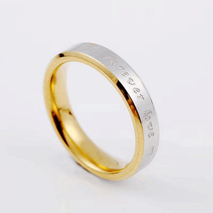 Titanium Steel Couple Ring 18K Gold Ring