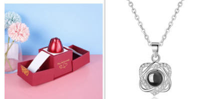 2023 Hot and Trending Valentine's Day Gifts Metal Rose Jewelry Gift Box Necklace For Wedding Girlfriend Necklace Gifts