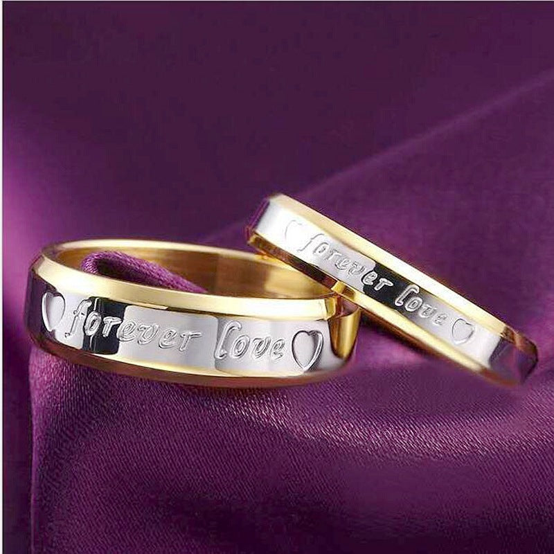 Titanium Steel Couple Ring 18K Gold Ring