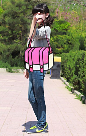 New personality trend package 3D stereo package comic bag creative shoulder bag college wind double backpack