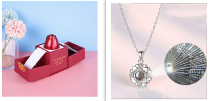 2023 Hot and Trending Valentine's Day Gifts Metal Rose Jewelry Gift Box Necklace For Wedding Girlfriend Necklace Gifts