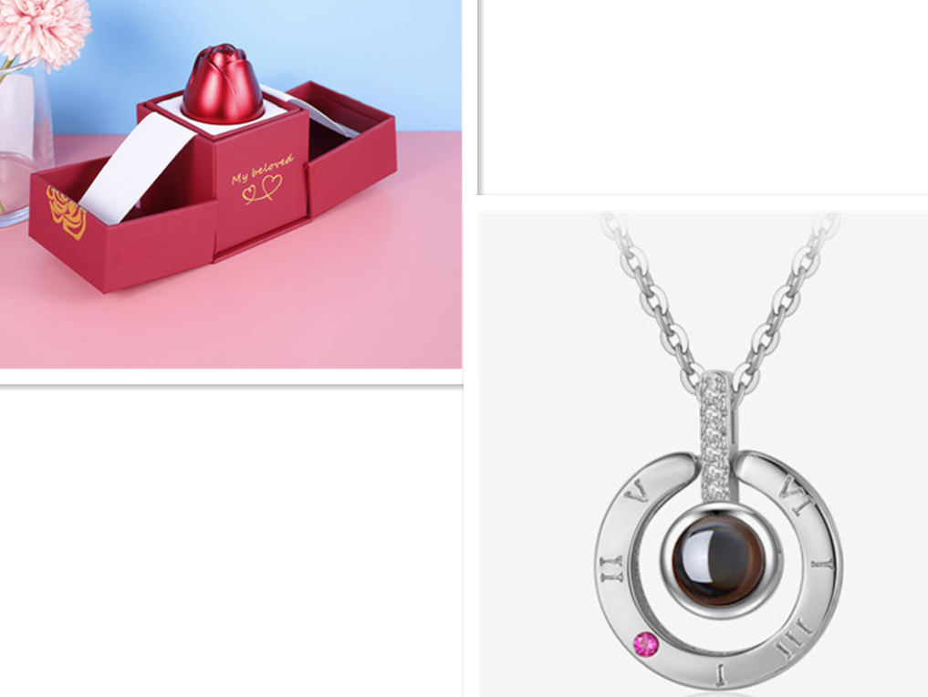 2023 Hot and Trending Valentine's Day Gifts Metal Rose Jewelry Gift Box Necklace For Wedding Girlfriend Necklace Gifts