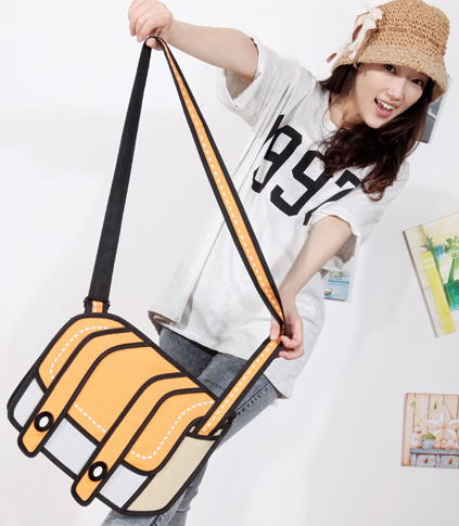 New personality trend package 3D stereo package comic bag creative shoulder bag college wind double backpack