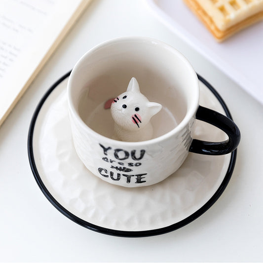 Cute Kitten Ceramic Cat Paw Cup