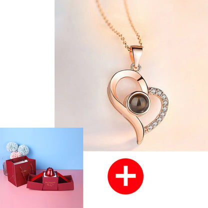 2023 Hot and Trending Valentine's Day Gifts Metal Rose Jewelry Gift Box Necklace For Wedding Girlfriend Necklace Gifts