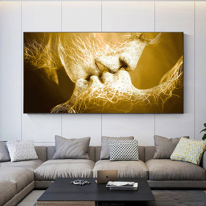 Art Abstract Couple Kissing Canvas Painting