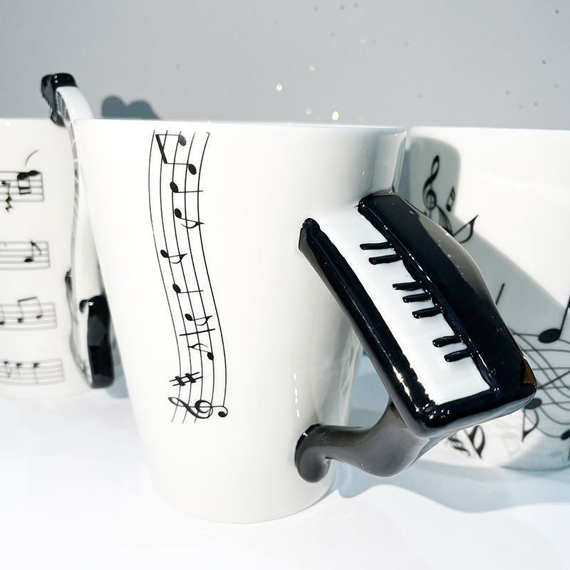 French Creative Enamel Ceramic Music Cup