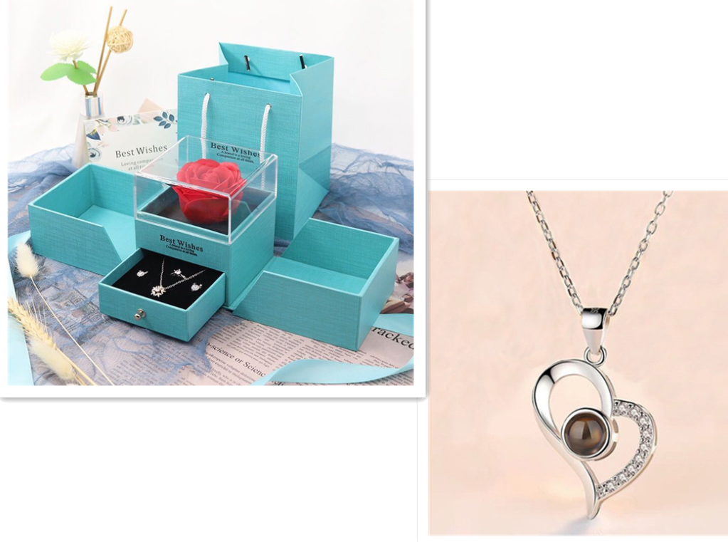 2023 Hot and Trending Valentine's Day Gifts Metal Rose Jewelry Gift Box Necklace For Wedding Girlfriend Necklace Gifts