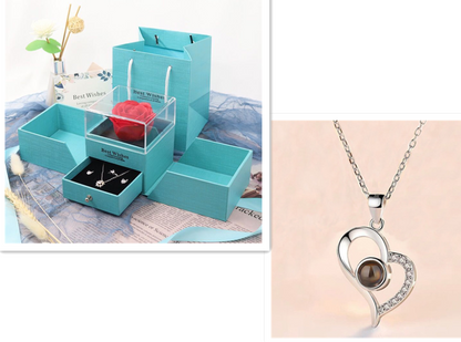 2023 Hot and Trending Valentine's Day Gifts Metal Rose Jewelry Gift Box Necklace For Wedding Girlfriend Necklace Gifts