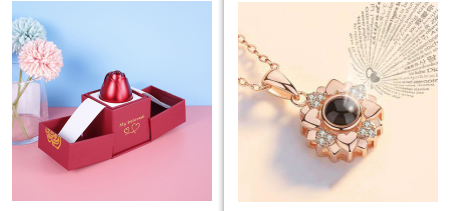 2023 Hot and Trending Valentine's Day Gifts Metal Rose Jewelry Gift Box Necklace For Wedding Girlfriend Necklace Gifts