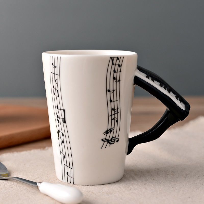 French Creative Enamel Ceramic Music Cup