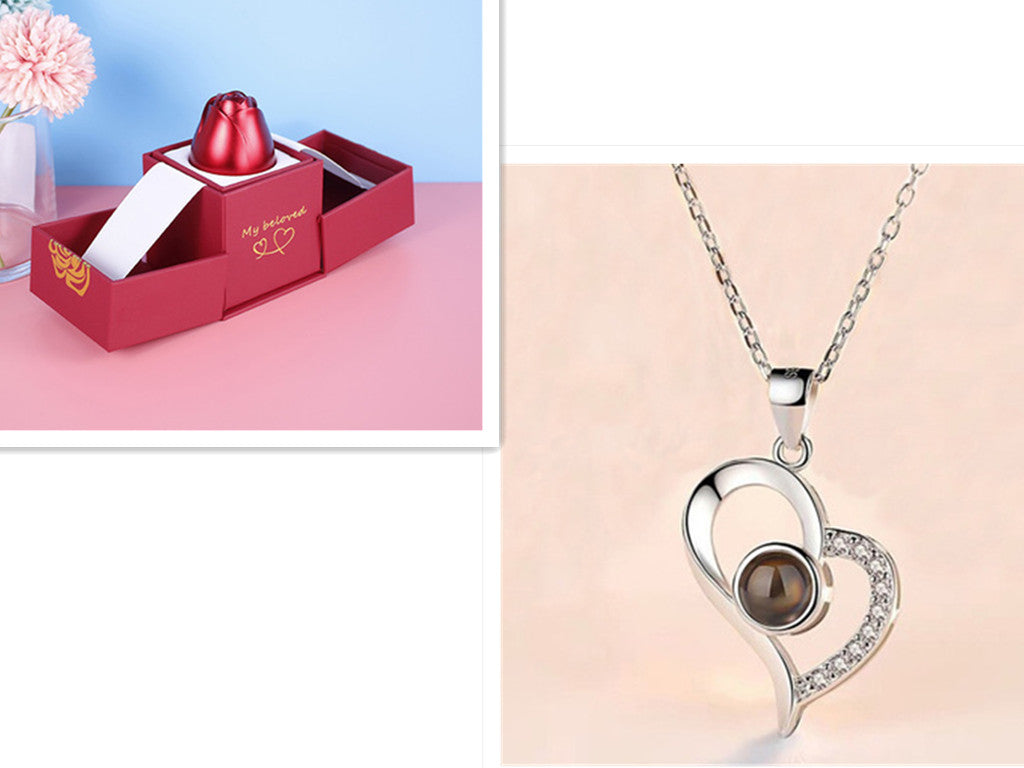 2023 Hot and Trending Valentine's Day Gifts Metal Rose Jewelry Gift Box Necklace For Wedding Girlfriend Necklace Gifts