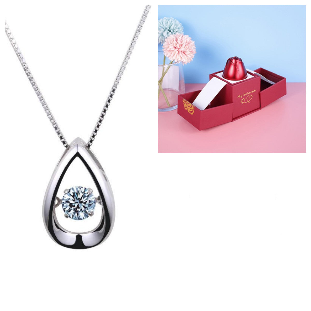 2023 Hot and Trending Valentine's Day Gifts Metal Rose Jewelry Gift Box Necklace For Wedding Girlfriend Necklace Gifts