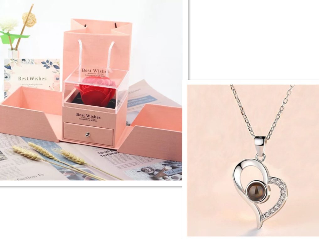 2023 Hot and Trending Valentine's Day Gifts Metal Rose Jewelry Gift Box Necklace For Wedding Girlfriend Necklace Gifts