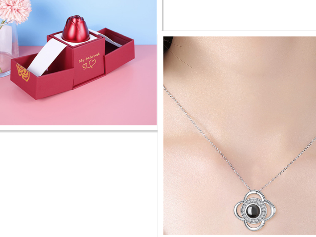 2023 Hot and Trending Valentine's Day Gifts Metal Rose Jewelry Gift Box Necklace For Wedding Girlfriend Necklace Gifts