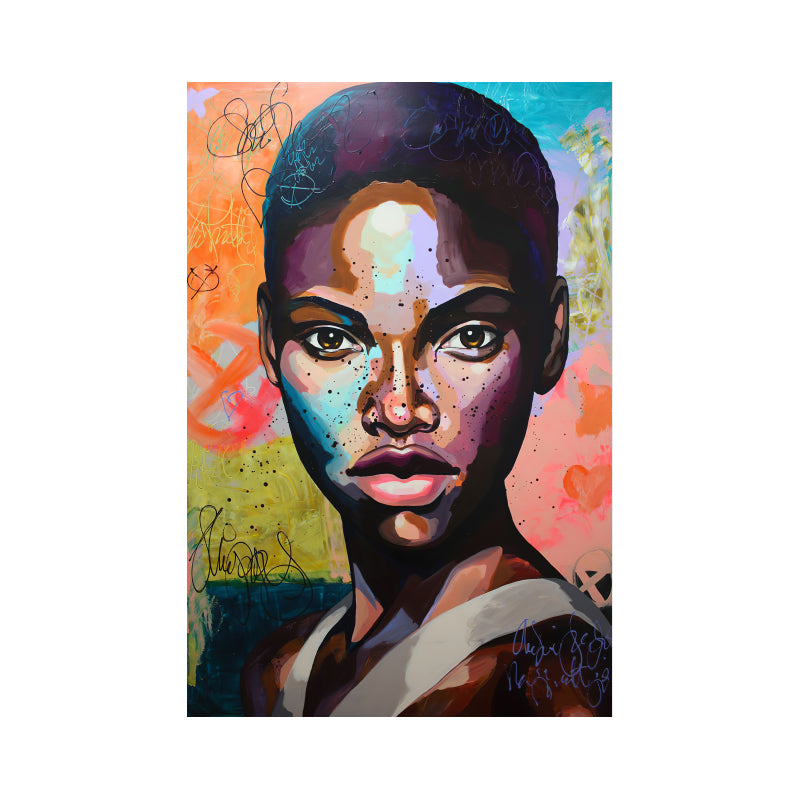 Color Graffiti Art Painting Africa Girl Abstract Oil Painting Printing Posters And Modern Home Wall Decoration