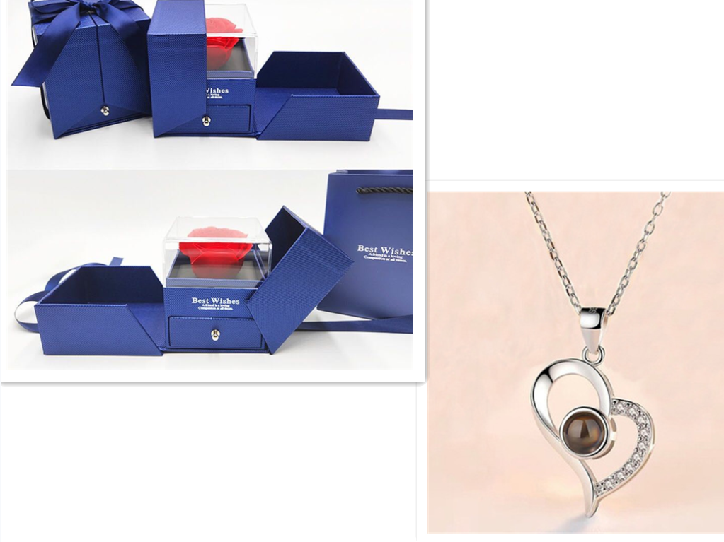 2023 Hot and Trending Valentine's Day Gifts Metal Rose Jewelry Gift Box Necklace For Wedding Girlfriend Necklace Gifts