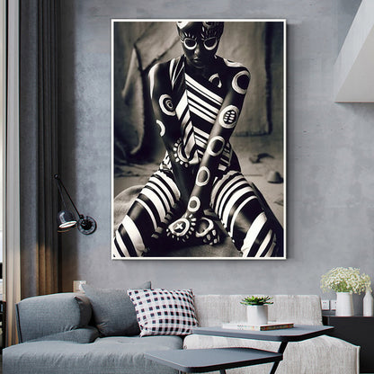 Black And White African Woman Poster HD Print Canvas Painting Decoration