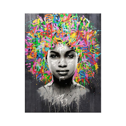 Color Graffiti Art Painting Africa Girl Abstract Oil Painting Printing Posters And Modern Home Wall Decoration