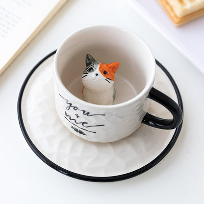 Cute Kitten Ceramic Cat Paw Cup